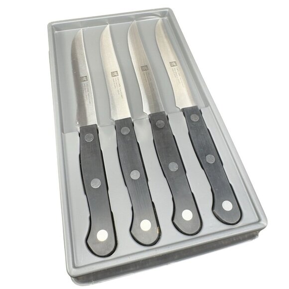 Zwilling Gourmet Steak Knives Set 4 New In Box Brushed Handle Twin Gourmet Set - Picture 2 of 12